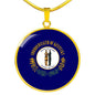 Kentucky State Flag Necklace Stainless Steel or 18k Gold Circle Pendant 18-22" - Express Your Love Gifts