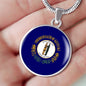 Kentucky State Flag Necklace Stainless Steel or 18k Gold Circle Pendant 18-22" - Express Your Love Gifts