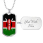 Kenya Flag Necklace Kenya Flag Stainless Steel or 18k Gold Dog Tag 24" - Express Your Love Gifts