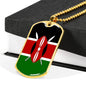 Kenya Flag Necklace Kenya Flag Stainless Steel or 18k Gold Dog Tag 24" - Express Your Love Gifts