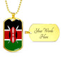 Kenya Flag Necklace Kenya Flag Stainless Steel or 18k Gold Dog Tag 24" - Express Your Love Gifts