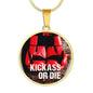 Kick Ass or Die Sports Fitness Necklace Circle Pendant-Express Your Love Gifts
