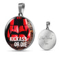 Kick Ass or Die Sports Fitness Necklace Circle Pendant-Express Your Love Gifts