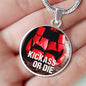 Kick Ass or Die Sports Fitness Necklace Circle Pendant-Express Your Love Gifts