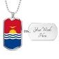 Kiribati Flag Necklace Kiribati Flag Stainless Steel or 18k Gold Dog Tag 24" - Express Your Love Gifts