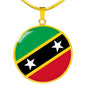Kitts And Nevis Flag Circle Necklace Stainless Steel or 18k Gold 18-22" - Express Your Love Gifts