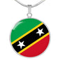 Kitts And Nevis Flag Circle Necklace Stainless Steel or 18k Gold 18-22" - Express Your Love Gifts