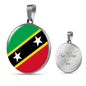 Kitts And Nevis Flag Circle Necklace Stainless Steel or 18k Gold 18-22" - Express Your Love Gifts