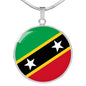 Kitts And Nevis Flag Circle Necklace Stainless Steel or 18k Gold 18-22" - Express Your Love Gifts