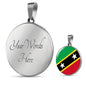 Kitts And Nevis Flag Circle Necklace Stainless Steel or 18k Gold 18-22" - Express Your Love Gifts