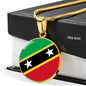 Kitts And Nevis Flag Circle Necklace Stainless Steel or 18k Gold 18-22" - Express Your Love Gifts