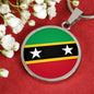 Kitts And Nevis Flag Circle Necklace Stainless Steel or 18k Gold 18-22" - Express Your Love Gifts