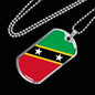 Kitts And Nevis Flag Necklace Stainless Steel or 18k Gold Dog Tag 24" - Express Your Love Gifts