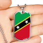 Kitts And Nevis Flag Necklace Stainless Steel or 18k Gold Dog Tag 24" - Express Your Love Gifts