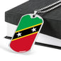 Kitts And Nevis Flag Necklace Stainless Steel or 18k Gold Dog Tag 24" - Express Your Love Gifts