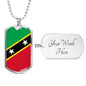 Kitts And Nevis Flag Necklace Stainless Steel or 18k Gold Dog Tag 24" - Express Your Love Gifts