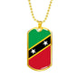 Kitts And Nevis Flag Necklace Stainless Steel or 18k Gold Dog Tag 24" - Express Your Love Gifts