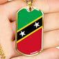 Kitts And Nevis Flag Necklace Stainless Steel or 18k Gold Dog Tag 24" - Express Your Love Gifts