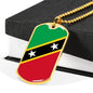 Kitts And Nevis Flag Necklace Stainless Steel or 18k Gold Dog Tag 24" - Express Your Love Gifts
