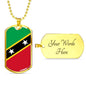 Kitts And Nevis Flag Necklace Stainless Steel or 18k Gold Dog Tag 24" - Express Your Love Gifts