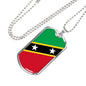 Kitts And Nevis Flag Necklace Stainless Steel or 18k Gold Dog Tag 24" - Express Your Love Gifts