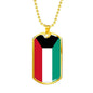 Kuwait Flag Necklace Kuwait Flag Stainless Steel or 18k Gold Dog Tag 24" - Express Your Love Gifts