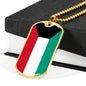 Kuwait Flag Necklace Kuwait Flag Stainless Steel or 18k Gold Dog Tag 24" - Express Your Love Gifts