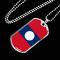Laos Flag Necklace Laos Flag Stainless Steel or 18k Gold Dog Tag 24" - Express Your Love Gifts