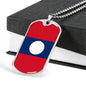 Laos Flag Necklace Laos Flag Stainless Steel or 18k Gold Dog Tag 24" - Express Your Love Gifts