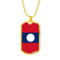 Laos Flag Necklace Laos Flag Stainless Steel or 18k Gold Dog Tag 24" - Express Your Love Gifts