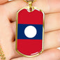 Laos Flag Necklace Laos Flag Stainless Steel or 18k Gold Dog Tag 24" - Express Your Love Gifts