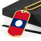 Laos Flag Necklace Laos Flag Stainless Steel or 18k Gold Dog Tag 24" - Express Your Love Gifts