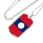Laos Flag Necklace Laos Flag Stainless Steel or 18k Gold Dog Tag 24" - Express Your Love Gifts