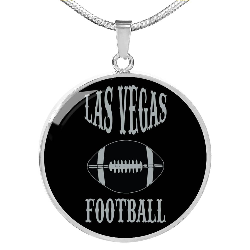 Las Vegas Football Fan Circle Pendant Necklace Stainless Steel or 18k Gold 18-22" - Express Your Love Gifts