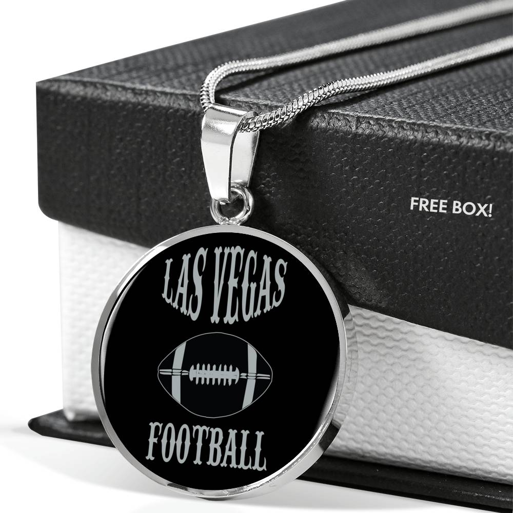Las Vegas Football Fan Circle Pendant Necklace Stainless Steel or 18k Gold 18-22" - Express Your Love Gifts