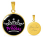 Latina Princess Circle Pendant Necklace Stainless Steel or 18k Gold 18-22" - Express Your Love Gifts