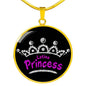 Latina Princess Circle Pendant Necklace Stainless Steel or 18k Gold 18-22" - Express Your Love Gifts