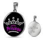 Latina Princess Circle Pendant Necklace Stainless Steel or 18k Gold 18-22" - Express Your Love Gifts