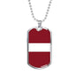 Latvia Flag Necklace Latvia Flag Stainless Steel or 18k Gold Dog Tag 24" - Express Your Love Gifts