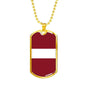 Latvia Flag Necklace Latvia Flag Stainless Steel or 18k Gold Dog Tag 24" - Express Your Love Gifts