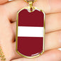 Latvia Flag Necklace Latvia Flag Stainless Steel or 18k Gold Dog Tag 24" - Express Your Love Gifts