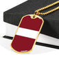 Latvia Flag Necklace Latvia Flag Stainless Steel or 18k Gold Dog Tag 24" - Express Your Love Gifts