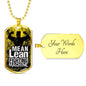 Lean Mean Fighting Machine Inspirational Motovational Necklace Stainless Steel or 18k Gold Dog Tag 24" Chain-Express Your Love Gifts