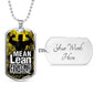 Lean Mean Fighting Machine Inspirational Motovational Necklace Stainless Steel or 18k Gold Dog Tag 24" Chain-Express Your Love Gifts
