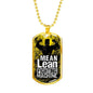 Lean Mean Fighting Machine Inspirational Motovational Necklace Stainless Steel or 18k Gold Dog Tag 24" Chain-Express Your Love Gifts