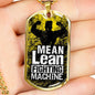 Lean Mean Fighting Machine Inspirational Motovational Necklace Stainless Steel or 18k Gold Dog Tag 24" Chain-Express Your Love Gifts