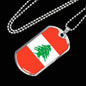 Lebanon Flag Necklace Lebanon Flag Stainless Steel or 18k Gold Dog Tag 24" - Express Your Love Gifts