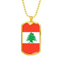 Lebanon Flag Necklace Lebanon Flag Stainless Steel or 18k Gold Dog Tag 24" - Express Your Love Gifts