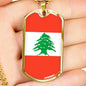 Lebanon Flag Necklace Lebanon Flag Stainless Steel or 18k Gold Dog Tag 24" - Express Your Love Gifts