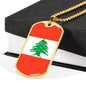 Lebanon Flag Necklace Lebanon Flag Stainless Steel or 18k Gold Dog Tag 24" - Express Your Love Gifts